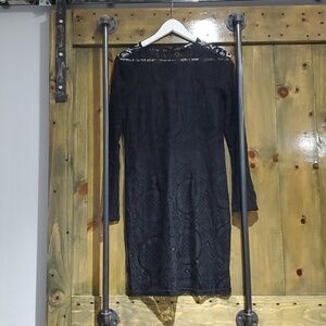 MISSGUIDED BLACK LACE DRESS W STRETCH SIZE 12 WHIMSIGOTH BABYDOLL